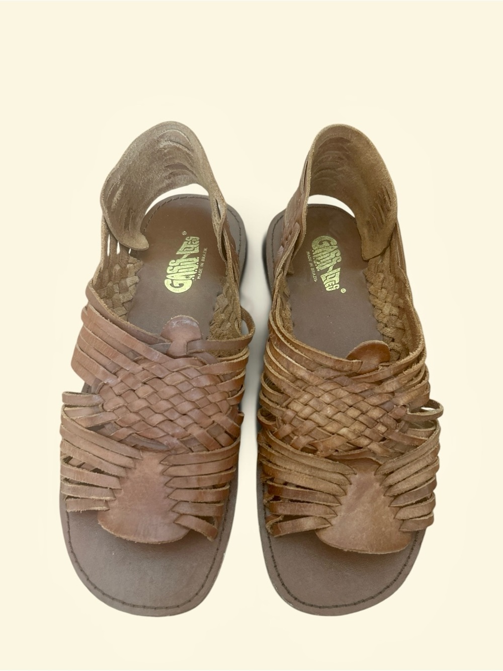 Vintage Gass-Ees Leather Huarache Sandals Made in Brazil Brown, 10
